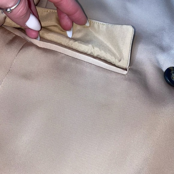 Ann Taylor blazer jacket NEW SZ 8 golden tan sheen double button Career business - Picture 7 of 11